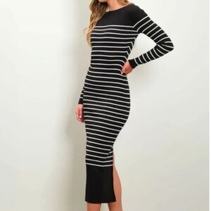 NWOT Striped Boat Neck Long Sleeve Sweater Dress